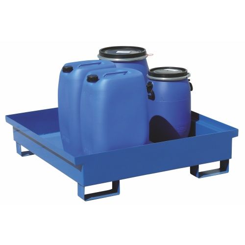 Tava de retentie pentru 2 butoaie de 200 L, fara gratar, din otel vopsit, capacitate 220 L