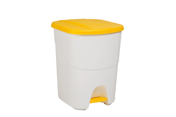 Coș de gunoi din plastic cu capac galben
