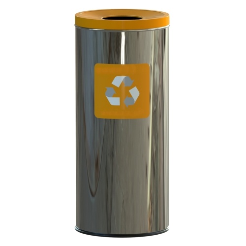Cos inox colectare selectiva exterior/interior 60L - galben