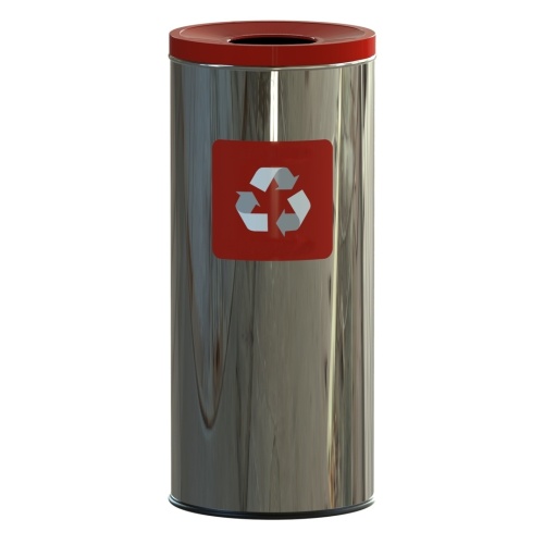 Cos inox colectare selectiva exterior/interior 60L  - rosu