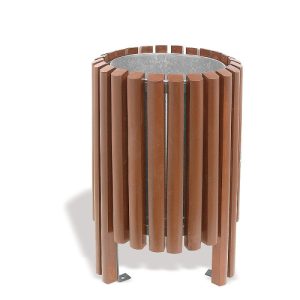 Coș de gunoi de exterior circular din lemn tropical 40 l