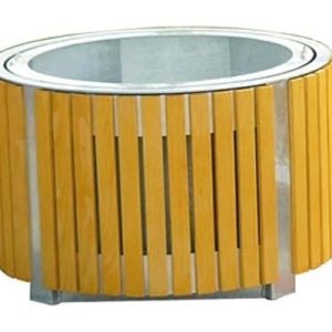 Ghiveci urban circular cu panouri din lemn și structură oțel