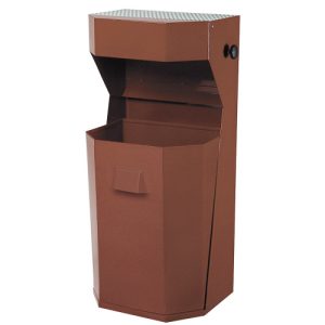 Coș de gunoi exterior cu scrumieră 50 l. - maro