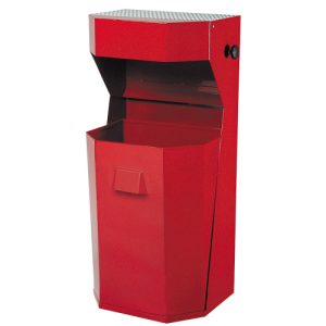 Coș de gunoi exterior cu scrumieră 50 l. - roșu