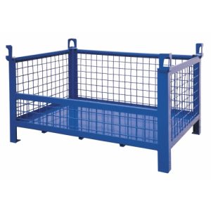 Box-palet metalic tip plasa cu un perete lateral mai jos