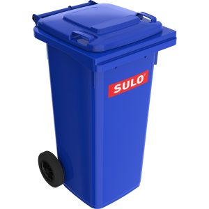 Pubela SULO pentru colectarea deseurilor, 120 L, din HDPE, cu capac si 2 roti, albastra