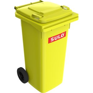 Pubela SULO pentru colectarea deseurilor, 120 L, din HDPE, cu capac si 2 roti, galbena