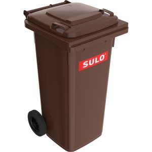 Pubela SULO pentru colectarea deseurilor, 120 L, din HDPE, cu capac si 2 roti, maro