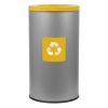 Coș rotund pentru colectare selectivă, oțel gri, 75 L, capac galben