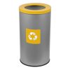 Coș rotund pentru colectare selectivă, oțel gri – vedere laterală